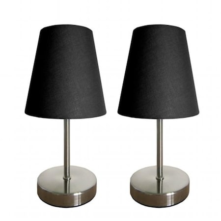 Star Brite Simple Designs Sand Nickel Mini Basic Table Lamp with Fabric Shade 2 Pack Set; Black ST161164